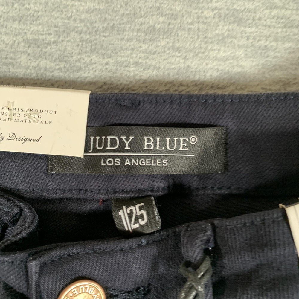 Judy Blue Vineyard Date Jeans Womens 1/25 Navy High Waist Wide Leg Crop Stretch - Picture 5 of 16